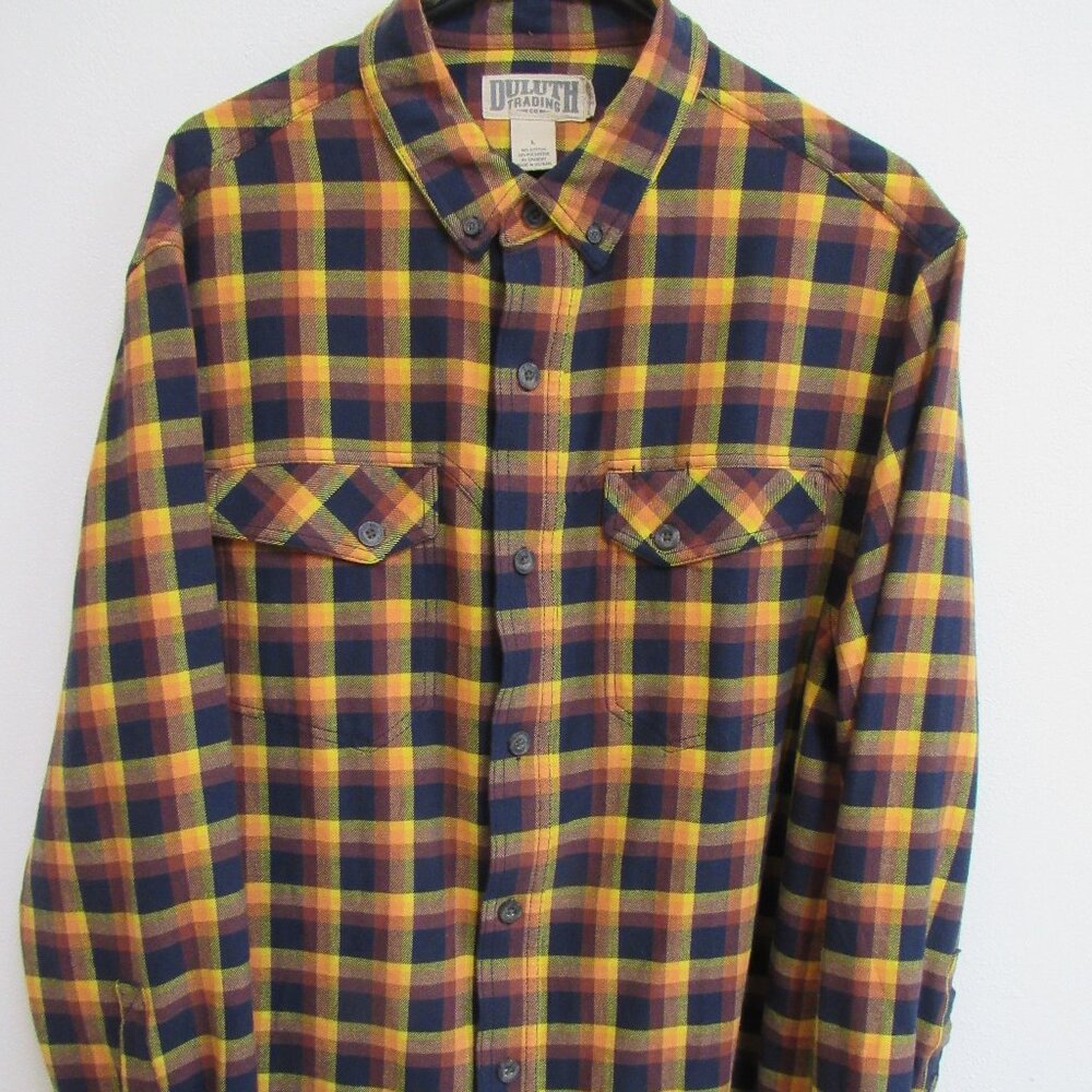 Duluth Trading DuluthFlex Wicking Flannel Multicolor Plaid Long Sleeve Large